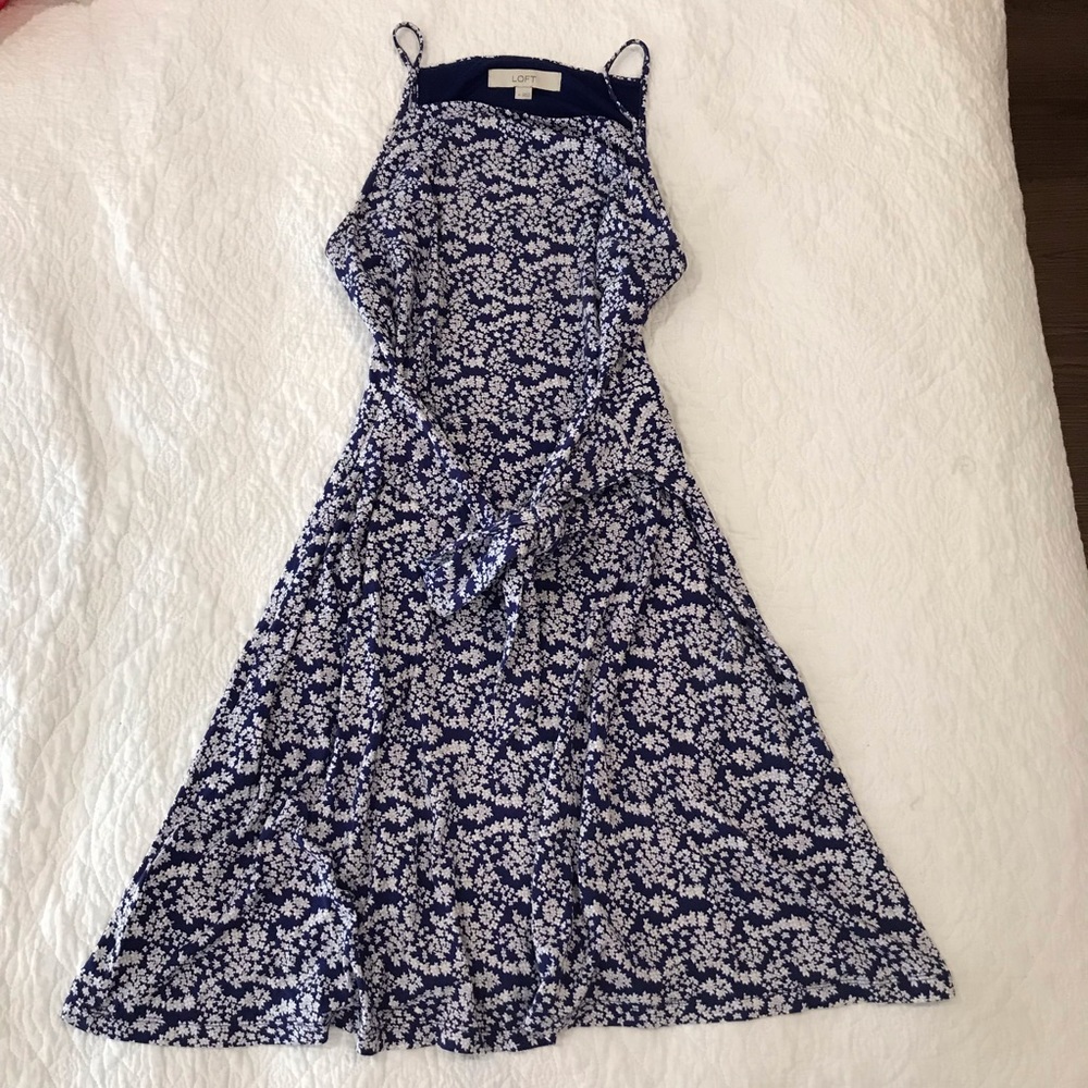 LOFT BLUE & WHITE TANK DRESS